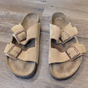 Birkenstock Arizona Suede Leather - Latte Cream Size 38 Womens 7 Mens 5